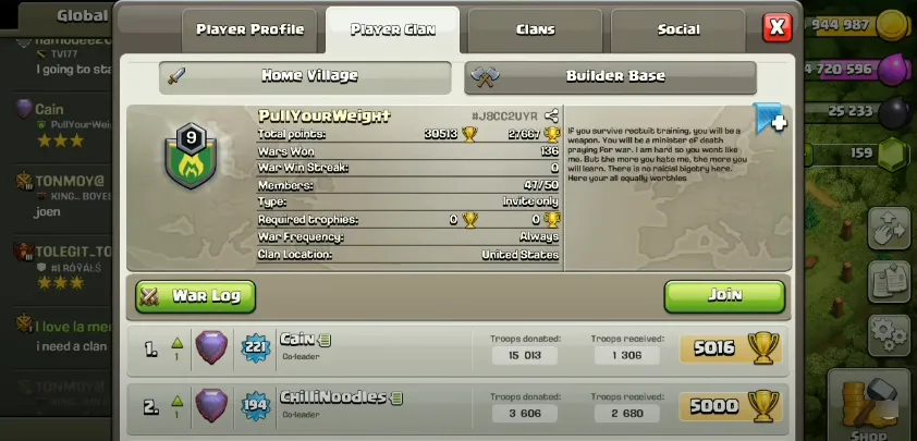 join a strong clan 